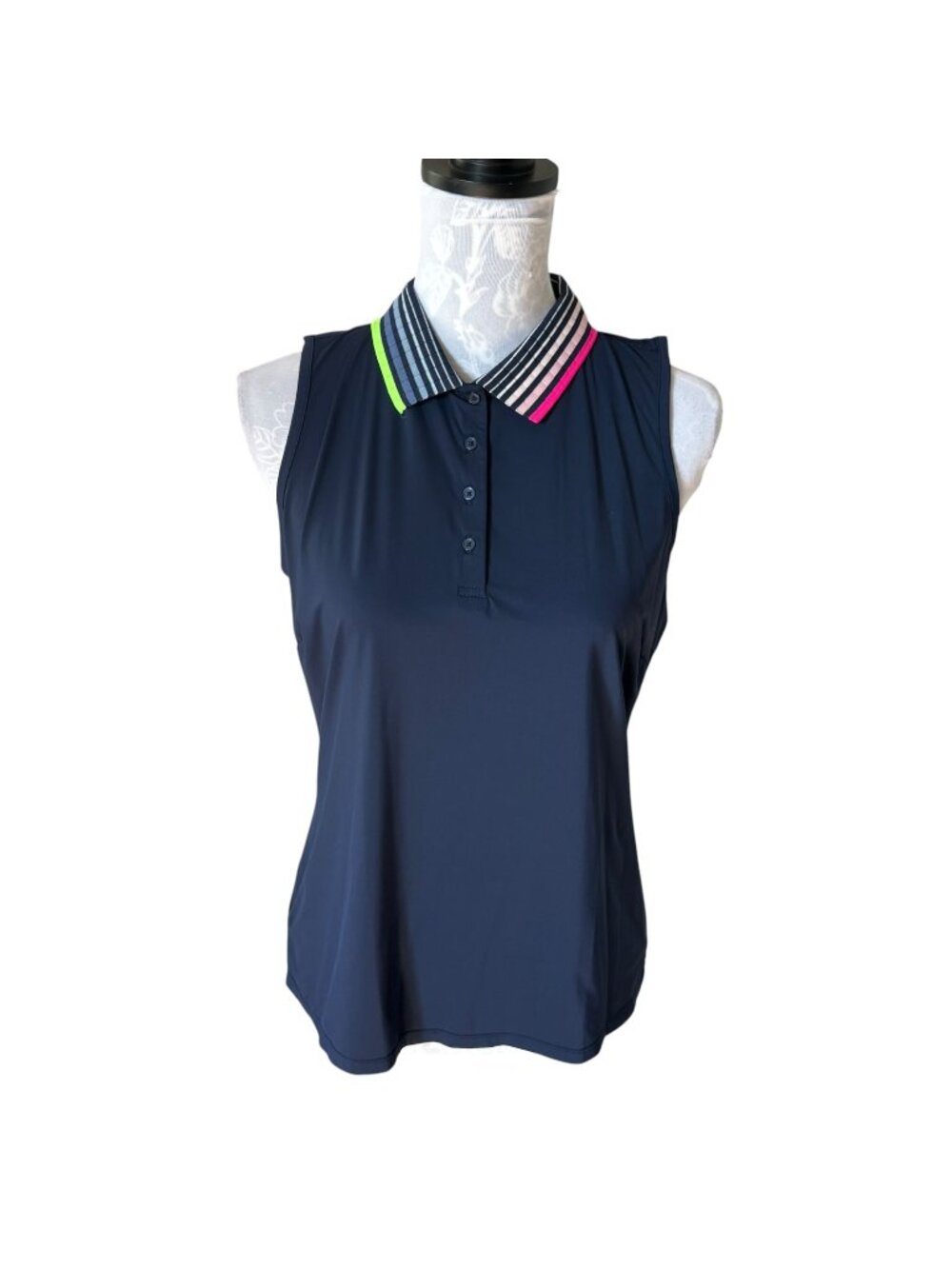 G/FORE Womens Sleeveless Golf Top Polo Shirt Navy Blue Medium